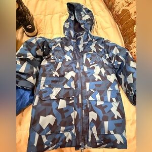 Lands' End Kids Geometric Blue Puffer Jacket